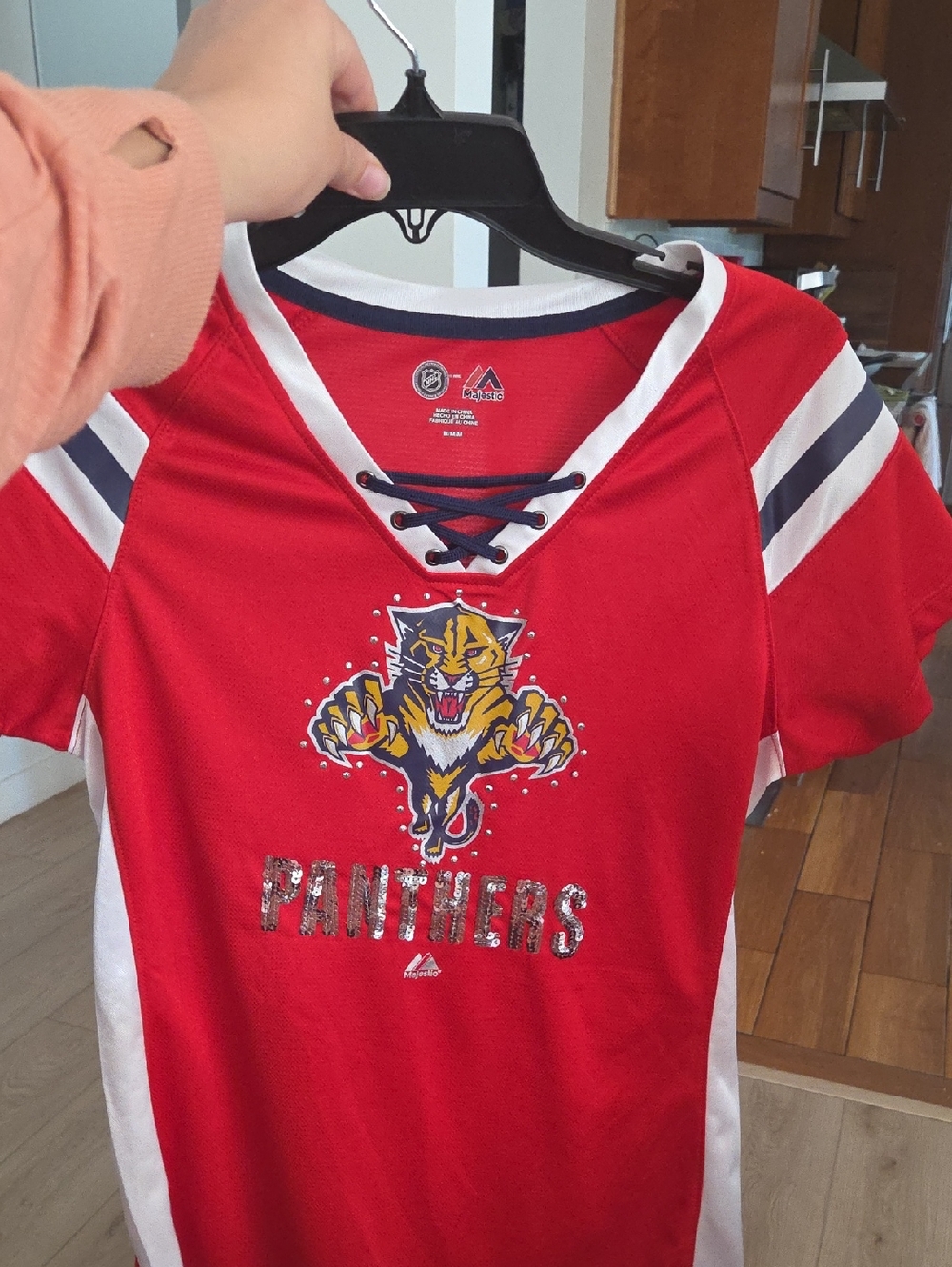 Florida Panthers Red Lace-Up Hockey Tee